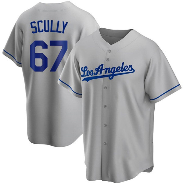 Los Angeles Dodgers #67 Vin Scully Gray Cool Base Stitched Baseball Jersey - Zenithce