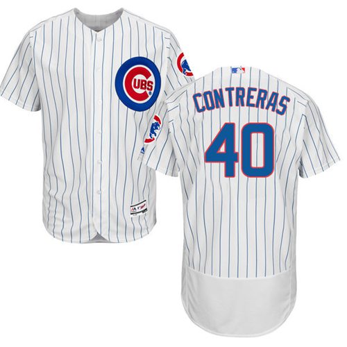 Cubs #40 Willson Contreras White Flexbase Authentic Collection Stitched Jersey - Zenithce