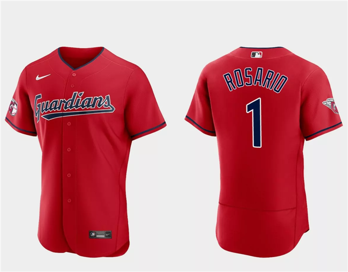 Cleveland Guardians #1 Amed Rosario Red Flex Base Stitched Jersey - Zenithce