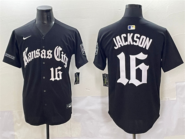 Kansas City Royals #16 Bo Jackson Black 'Gothic Crown Edition' Vapor Premier Limited Stitched Jersey - Zenithce
