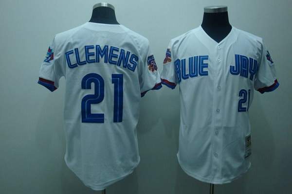Mitchell And Ness Blue Jays #21 Roger Clemens Stitched White Jersey - Zenithce