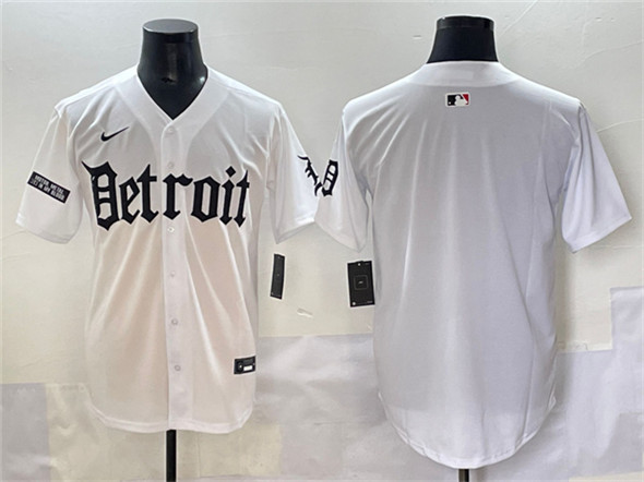 Detroit Tigers Blank White 'Motor Gothic Edition' Vapor Premier Limited Stitched Jersey - Zenithce