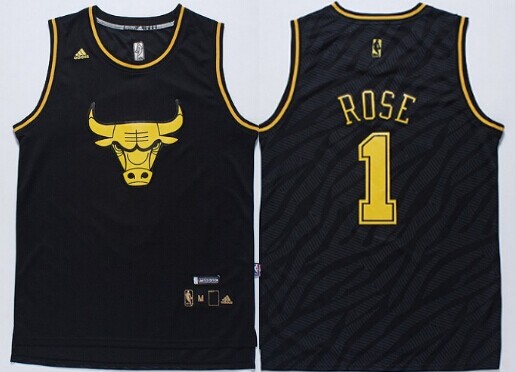 Chicago Bulls #1 Derrick Rose Revolution 30 Swingman 2014 Black With Gold Jersey - Zenithce