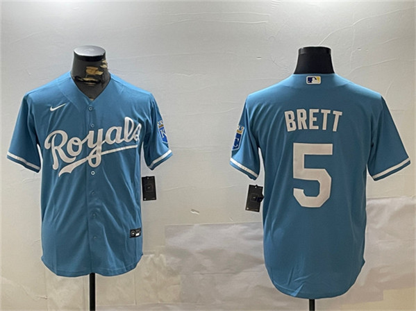 Kansas City Royals #5 George Brett Blue Cool Base Stitched Jersey - Zenithce
