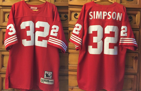 San Francisco 49ers #32 O.J Simpson Red Throwback Stitched Jersey - Zenithce