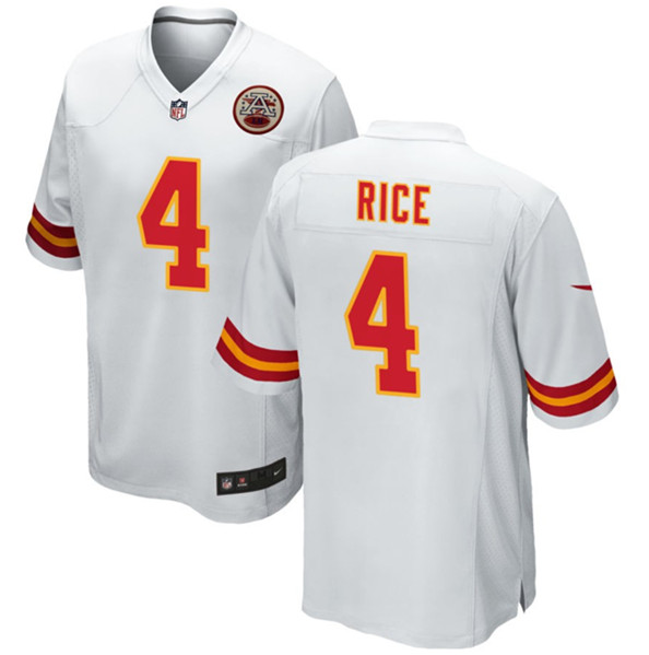 Kansas City Chiefs #4 Rashee Rice White Stitched Game Jersey - Zenithce