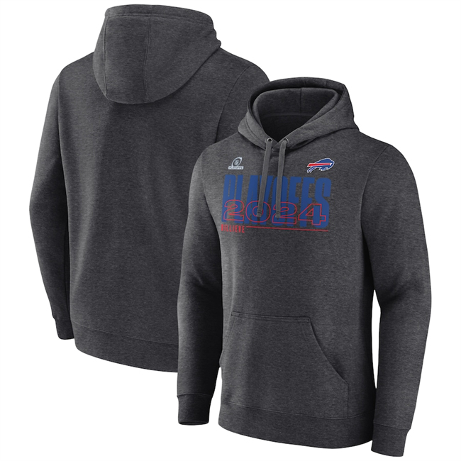 Buffalo Bills Charcoal 2024 Playoffs Pullover Hoodie - Zenithce