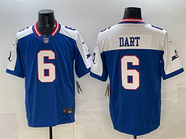 New York Giants #6 Jaxson Dart Royal White 2025 Draft F.U.S.E. State Patch Vapor Limited Stitched Jersey - Zenithce