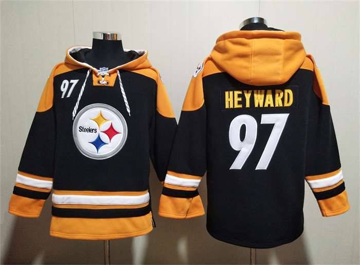 Pittsburgh Steelers #97 Cameron Heyward Black Ageless Must-Have Lace-Up Pullover Hoodie - Zenithce