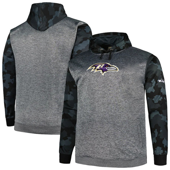 Baltimore Ravens Heather Charcoal Big Tall Camo Pullover Hoodie - Zenithce
