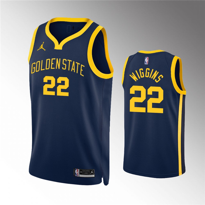 Golden State Warriors #22 Andrew Wiggins Navy Statement EditionStitched Jersey - Zenithce