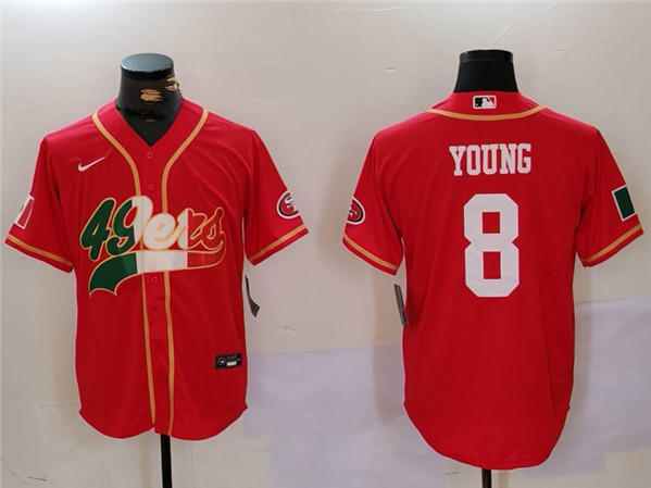 San Francisco 49ers #8 Steve Young Red Mexico With Patch Stitched Jersey - Zenithce