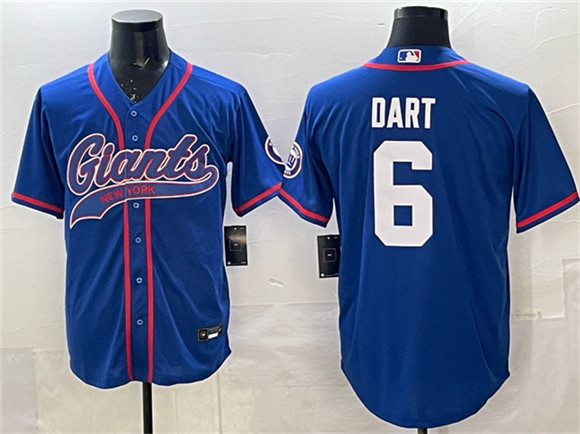New York Giants #6 Jaxson Dart Royal With Patch Cool Base Stitched Jersey - Zenithce