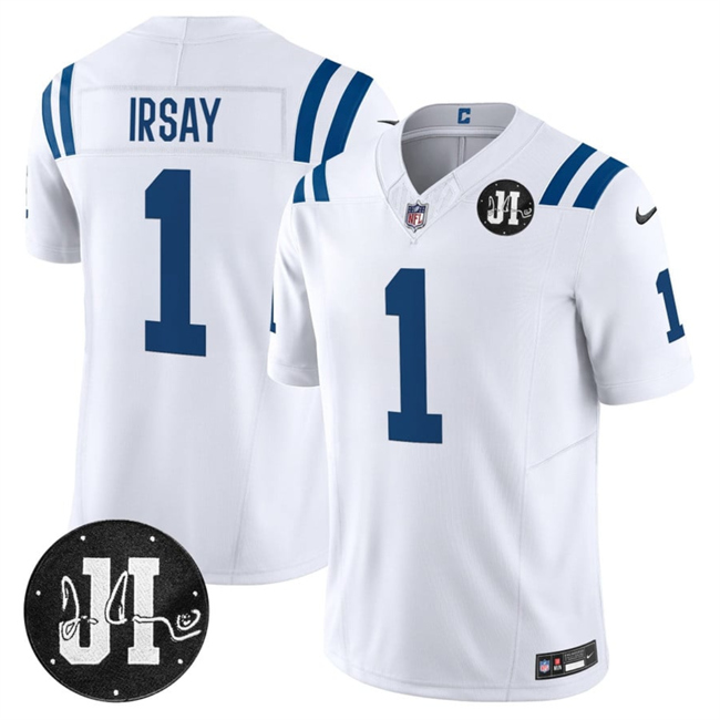 Indianapolis Colts #1 Jim Irsay White 2025 F.U.S.E. Jim Irsay Patch Vapor Limited Stitched Jersey - Zenithce