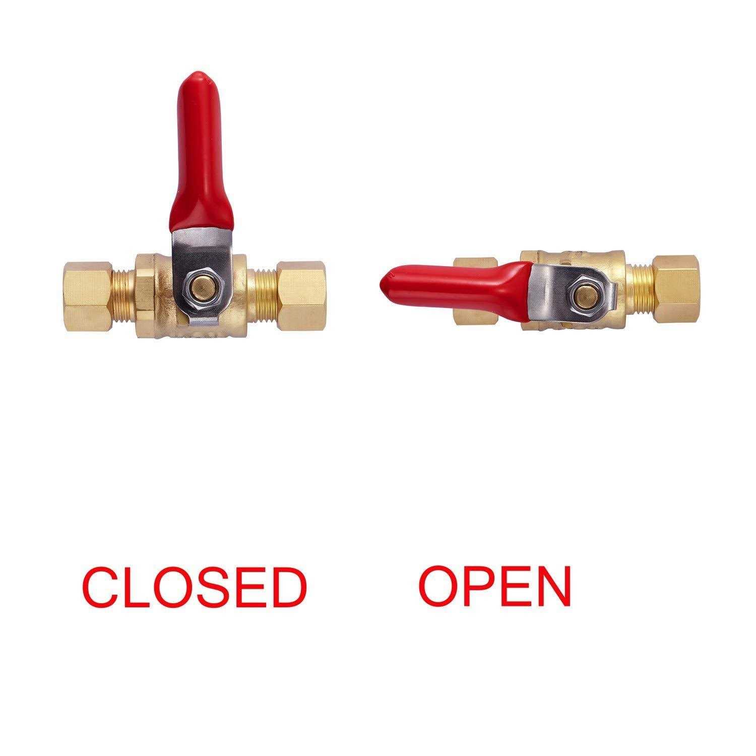 Litorange Lead-Free 2 PCS Brass Angle Stop Add-A-Tee Valve 3/8 Compression Inlet by 3/8 Compression Outlet by 3/8 Inch Easy Connect Tee - Zenithce