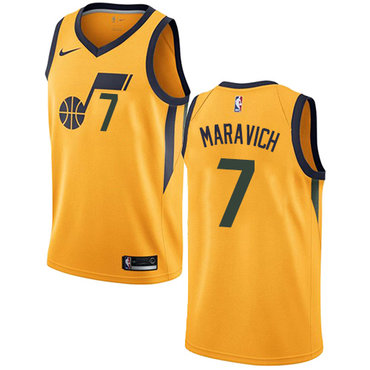 Utah Jazz #7 Pete Maravich Swingman Gold Association Edition Jersey - Zenithce