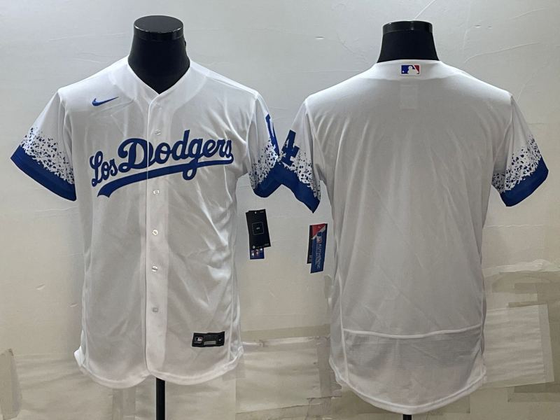 Los Angeles Dodgers Blank White City Connect Flex Base Stitched Jersey - Zenithce
