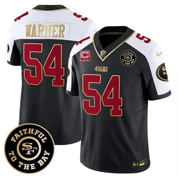 San Francisco 49ers Custom White Balck 2023 F.U.S.E. With 3-Star C Patch And Faithful To The Bay Patch Stitched Game Jersey - Zenithce