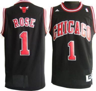 Chicago Bulls #1 Derrick Rose Revolution 30 Swingman Black Jersey - Zenithce