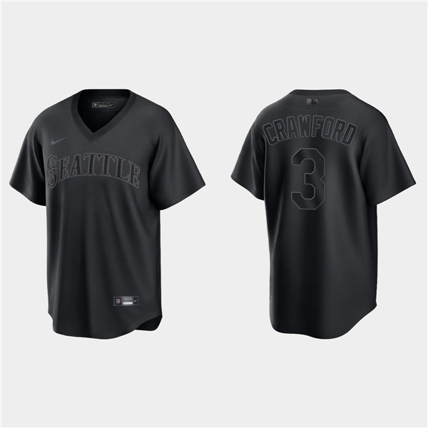 Seattle Mariners #3 J.P. Crawford Black Pitch Black Fashion Replica Stitched Jersey - Zenithce