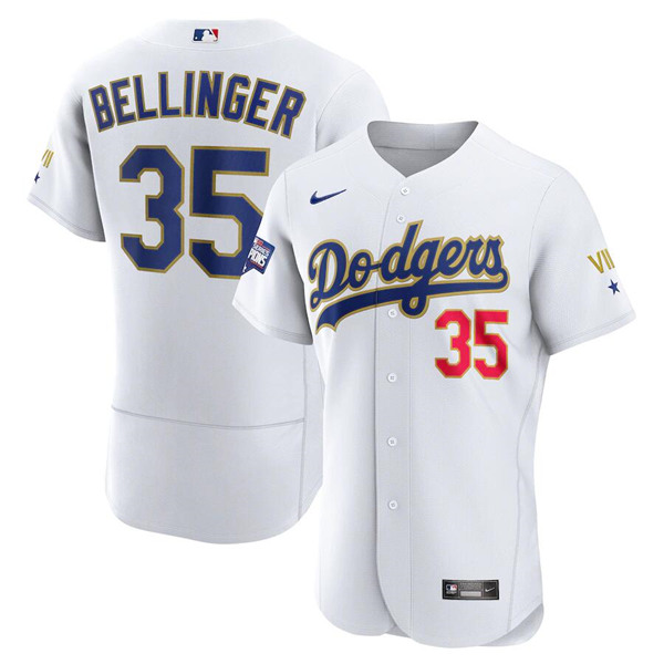 Los Angeles Dodgers #35 Cody Bellinger White Gold Championship Flex Base Sttiched Jersey - Zenithce