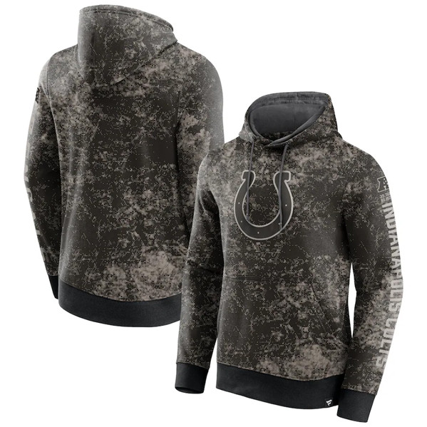 Indianapolis Colts Black Gray Blackout Tonal Pullover Hoodie - Zenithce