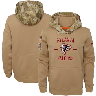 Youth Atlanta Falcons Khaki 2019 Salute To Service Therma Pullover Hoodie - Zenithce