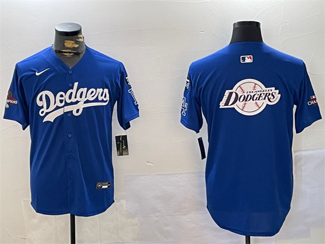Los Angeles Dodgers Team Big Logo Royal 2024 World Series Champions With Fernando Memorial Patch Alternate Limited Stitched Jersey - Zenithce