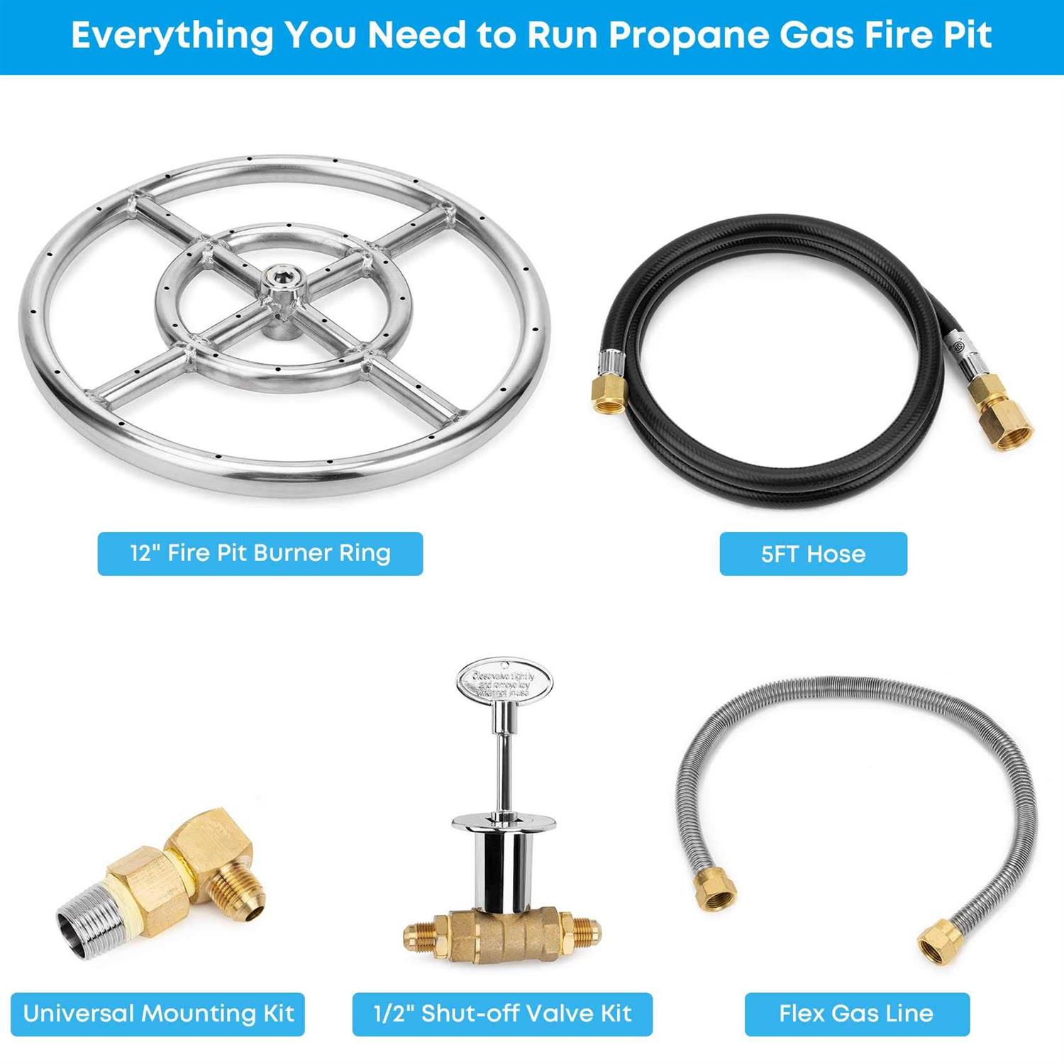 Stanbroil LP Propane Gas Fire Pit Stainless Steel Burner Ring Installation Kit - Zenithce