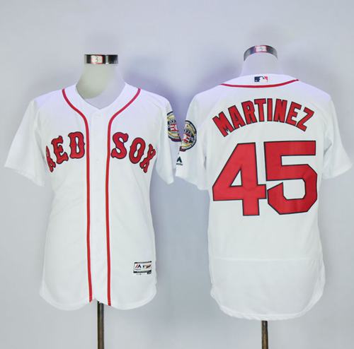 Red Sox #45 Pedro Martinez White Flexbase Authentic Collection Stitched Jersey - Zenithce