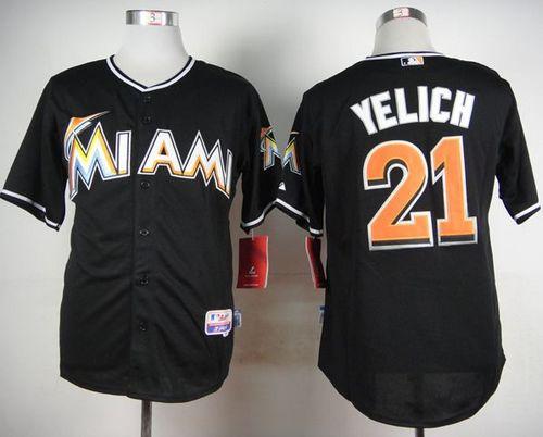 Marlins #21 Christian Yelich Black Cool Base Stitched Jersey - Zenithce