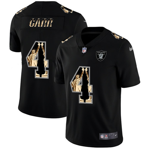 Raiders #4 Derek Carr 2019 Black Statue Of Liberty Limited Stitched Jersey - Zenithce