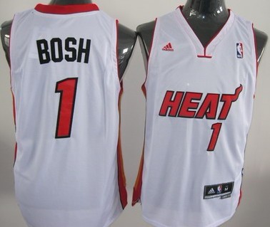 Miami Heat #1 Chris Bosh Revolution 30 Swingman White Jersey - Zenithce