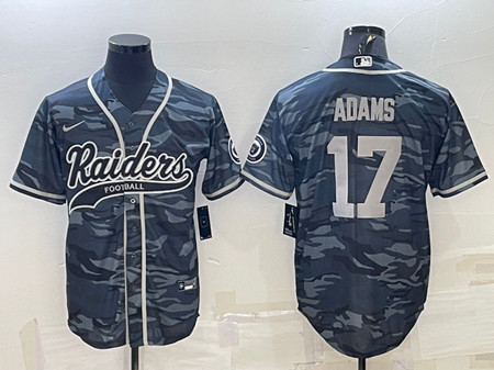 Las Vegas Raiders #17 Davante Adams Gray Camo With Patch Cool Base Stitched Baseball Jersey - Zenithce