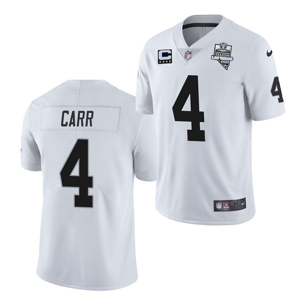Las Vegas Raiders #4 Derek Carr White 2020 Inaugural Season With C Patch Vapor Limited Stitched Jersey - Zenithce
