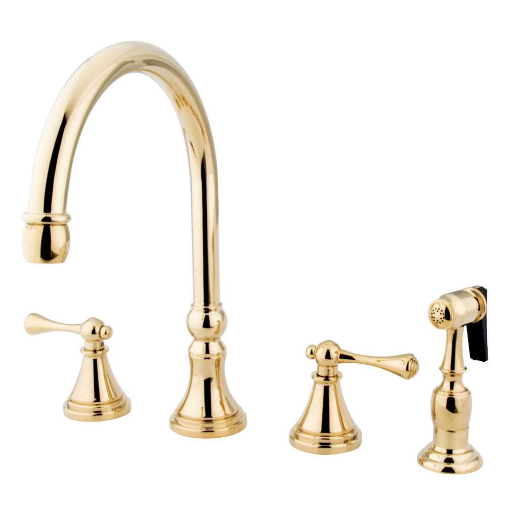 Kingston Brass Gourmetier Heritage Two-Handle Wall-Mount Pull-Down Sprayer Kitchen Faucet GS1241AL - Zenithce