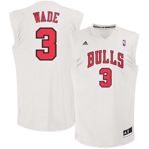 Chicago Bulls 3 Dwayne Wade White Fashion Replica Jersey - Zenithce