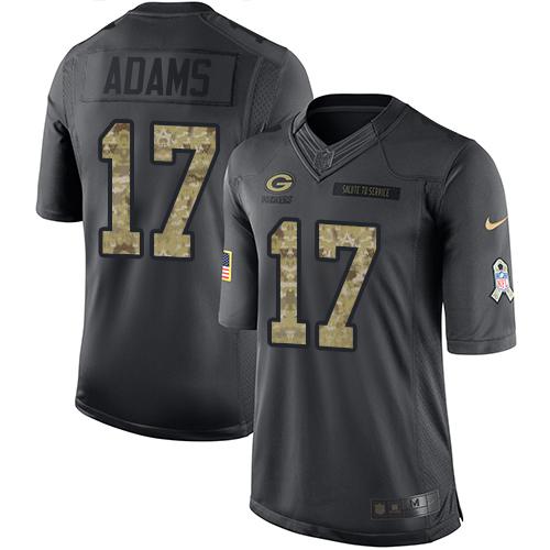Packers #17 Davante Adams Black Stitched Limited 2016 Salute To Service Nike Jersey - Zenithce