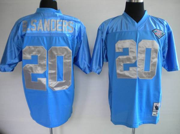 Mitchell Ness Lions #20 Barry Sanders Blue  Stitched Throwback Jersey - Zenithce