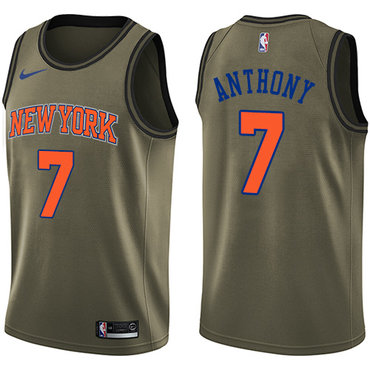New York Knicks #7 Carmelo Anthony Green Salute to Service Swingman Jersey - Zenithce