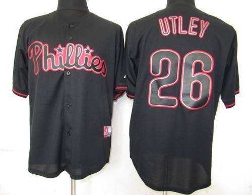 Phillies #26 Chase Utley Black Fashion Stitched Jersey - Zenithce
