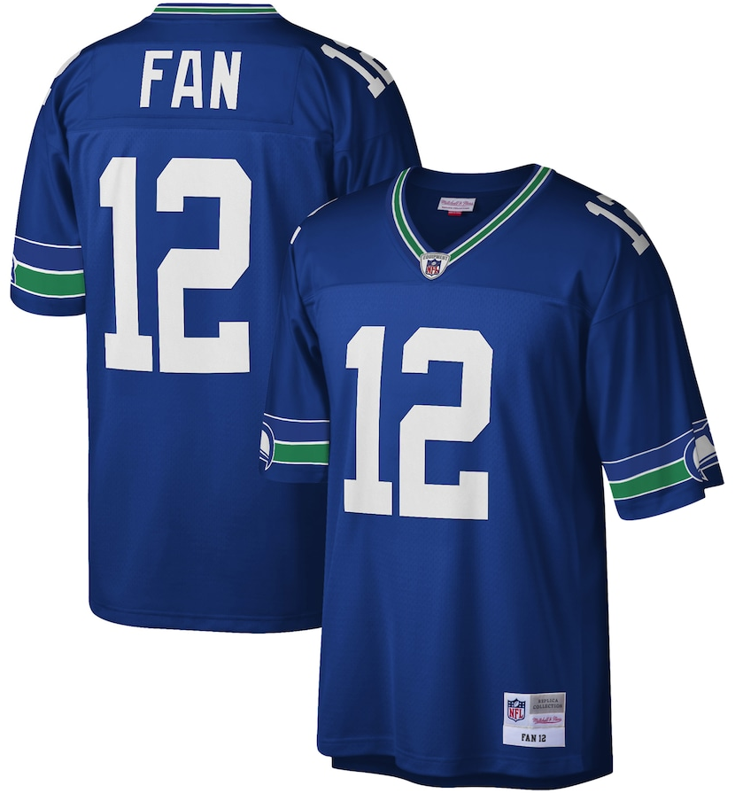 Seattle Seahawks #12 Fan Royal Mitchell Ness Stitched Jersey - Zenithce