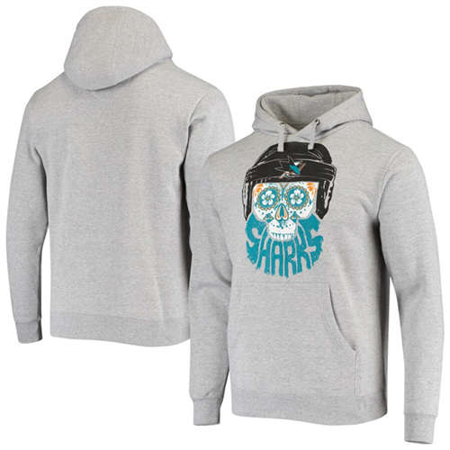 San Jose Sharks Gray Heathered Skull Beard Pullover Hoodie - Zenithce