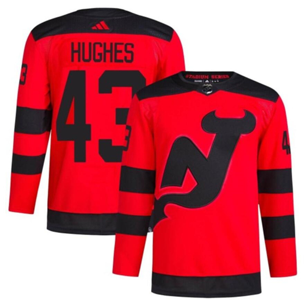 New Jersey Devils #43 Luke Hughes Red 2023-2024 Stadium Series Stitched Jersey - Zenithce
