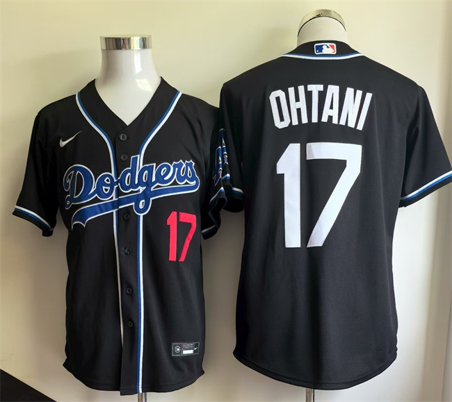 Los Angeles Dodgers #17 Shohei Ohtani Black Cool Base Stitched Jersey - Zenithce