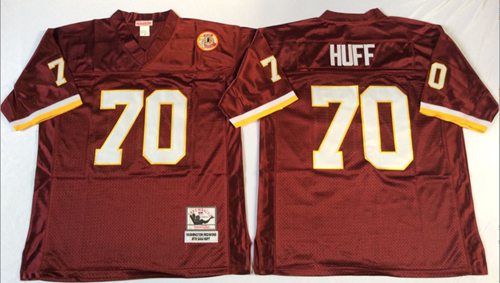 Mitchell And Ness Redskins #70 Sam Huff Red Throwback Stitched Jersey - Zenithce