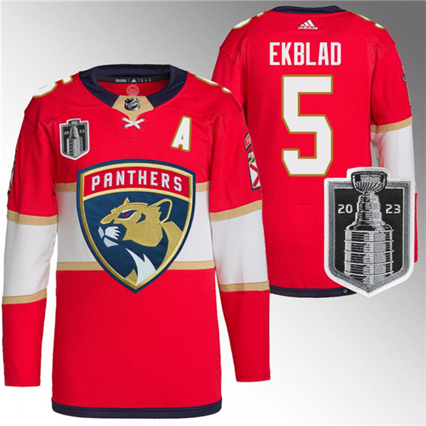 Florida Panthers #5 Aaron Ekblad Red 2023 Stanley Cup Final Stitched Jersey - Zenithce