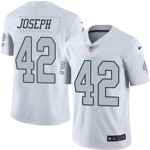Raiders #42 Karl Joseph White Stitched Limited Rush Nike Jersey - Zenithce