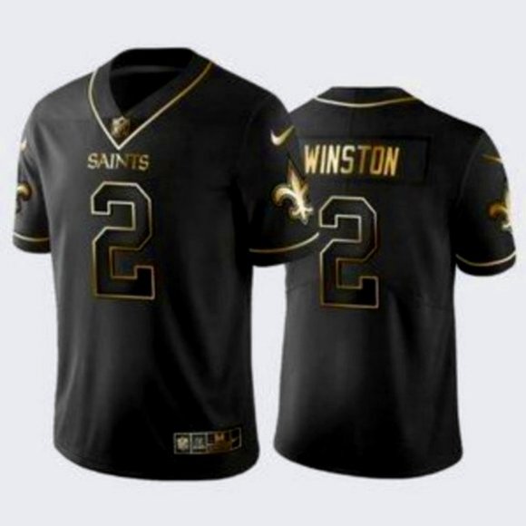 New Orleans Saints #2 Jameis Winston Black Gold Stitched Jersey - Zenithce