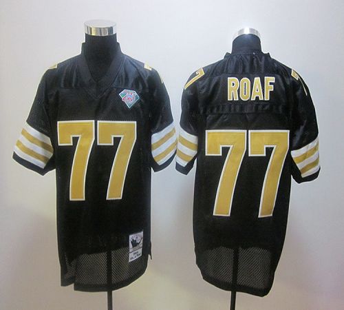 Mitchell And Ness Saints #77 Willie Roaf Black Stitched Jersey - Zenithce